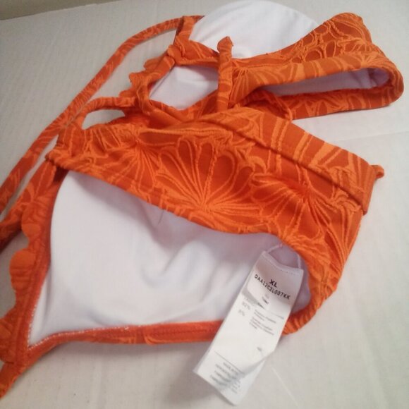 Cupshe Bikini Top Women XL Padded Cups Textured Scallop Trim Orange - Picture 13 of 13